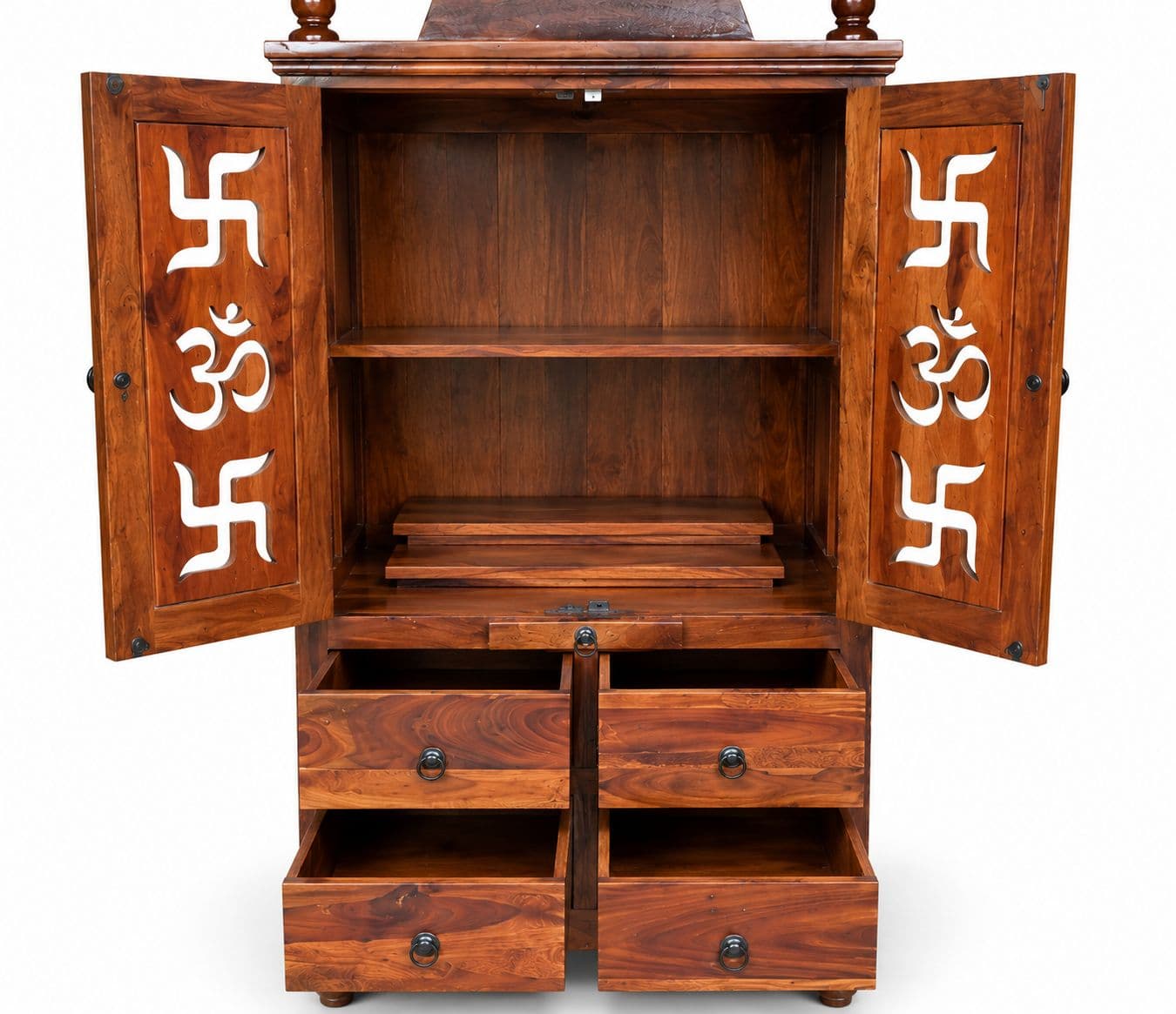 Image 5 for Sattva Pooja Mandir Solid Sheesham Wood (Honey Finish) (SCV_PKU)