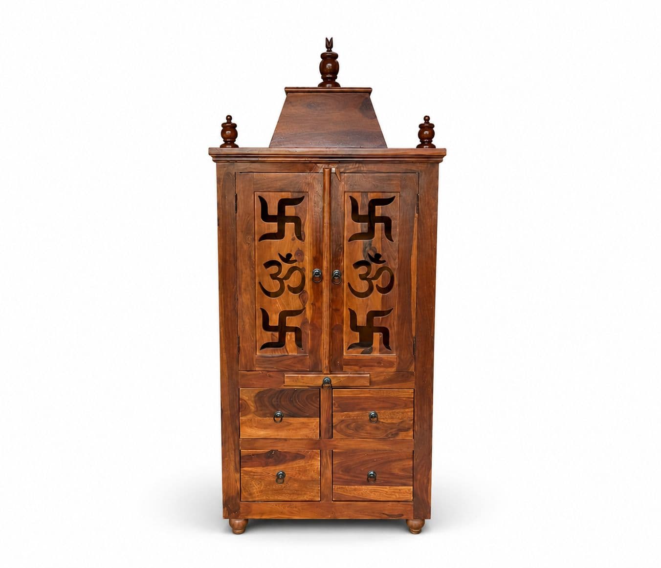 Image 2 for Sattva Pooja Mandir Solid Sheesham Wood (Honey Finish) (SCV_PKU)