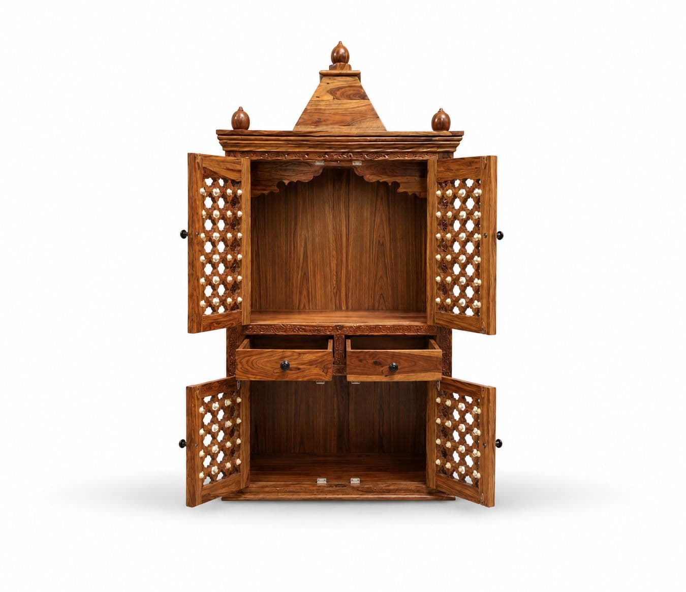 Image 3 for Dyuti Pooja Mandir Solid Sheesham Wood (Honey Finish) (SCV_PKU)