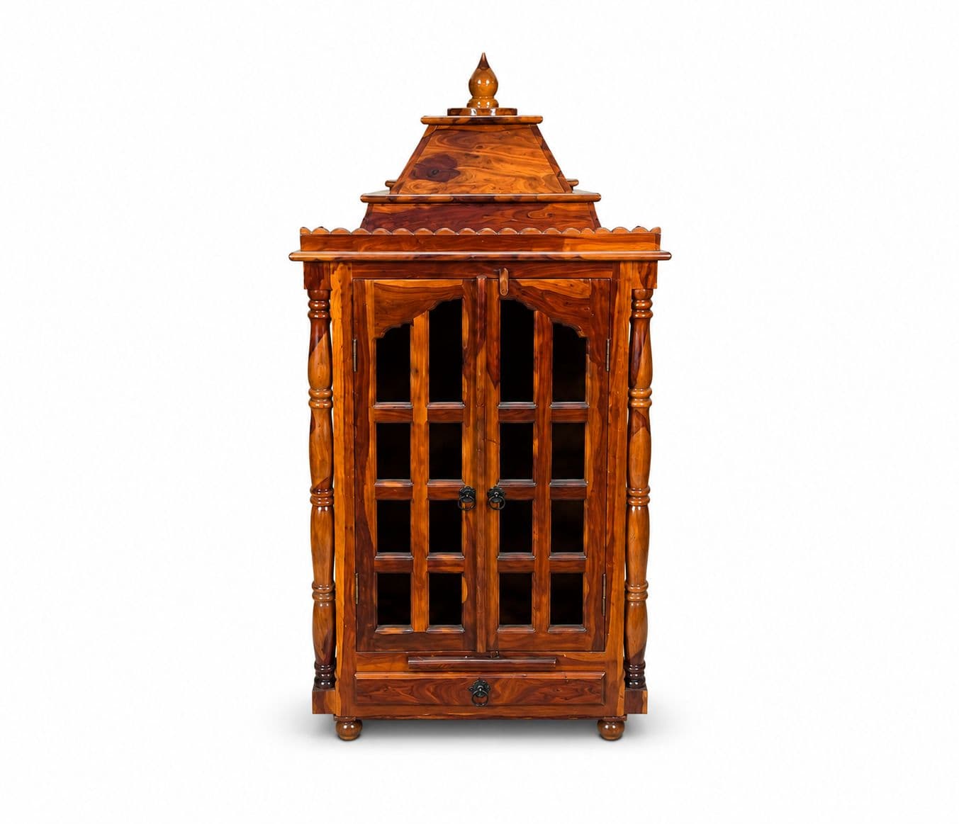 Image 2 for Ojas Pooja Mandir Solid Sheesham Wood (Honey Finish) (SCV_PKU)