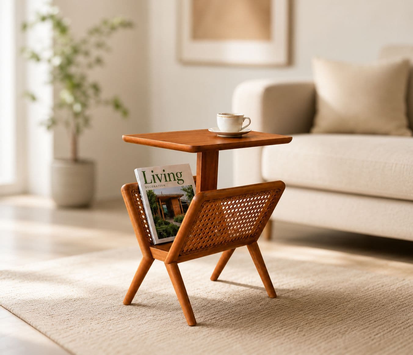 Image 1 for Meher Side Table Magazine Rack Sheesham Wood (WI)