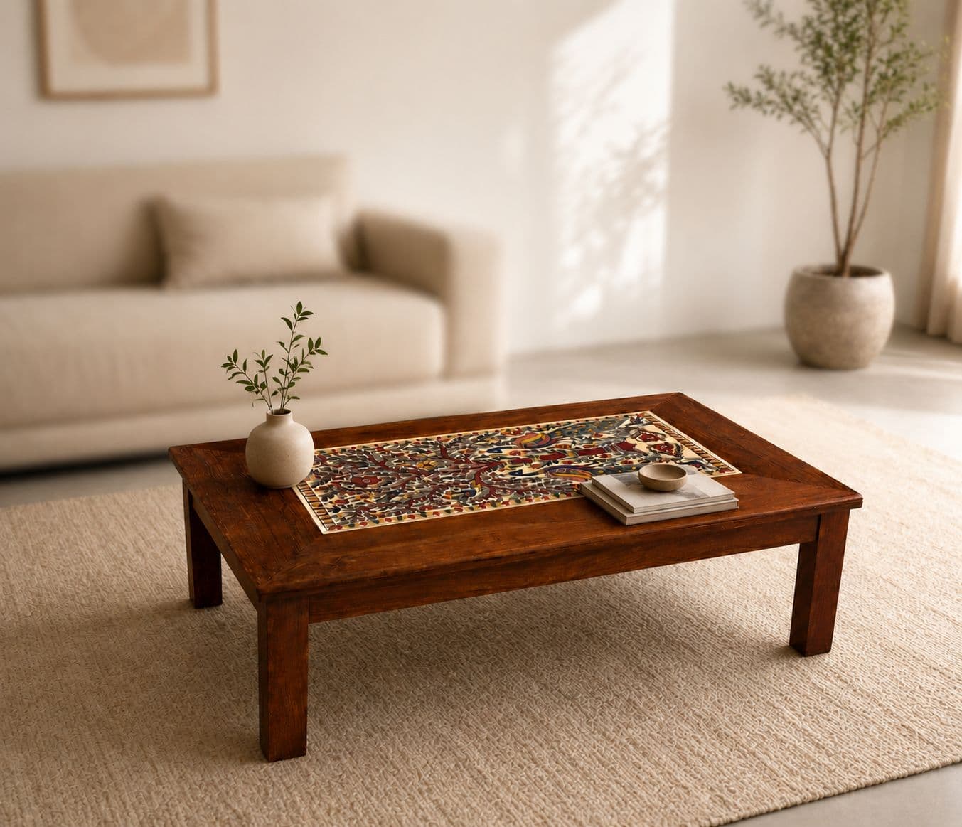 Image 1 for Aria Printed Sheesham Wood Coffee Table (WI)
