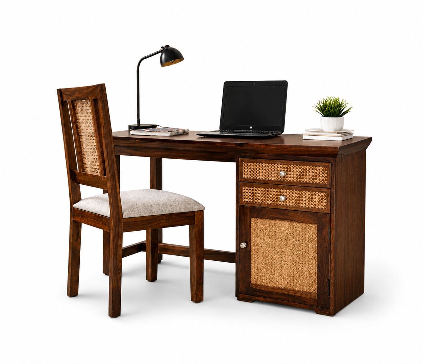 Image 5 for Anya Study Table With Cane Chair Sheesham Wood (WI)
