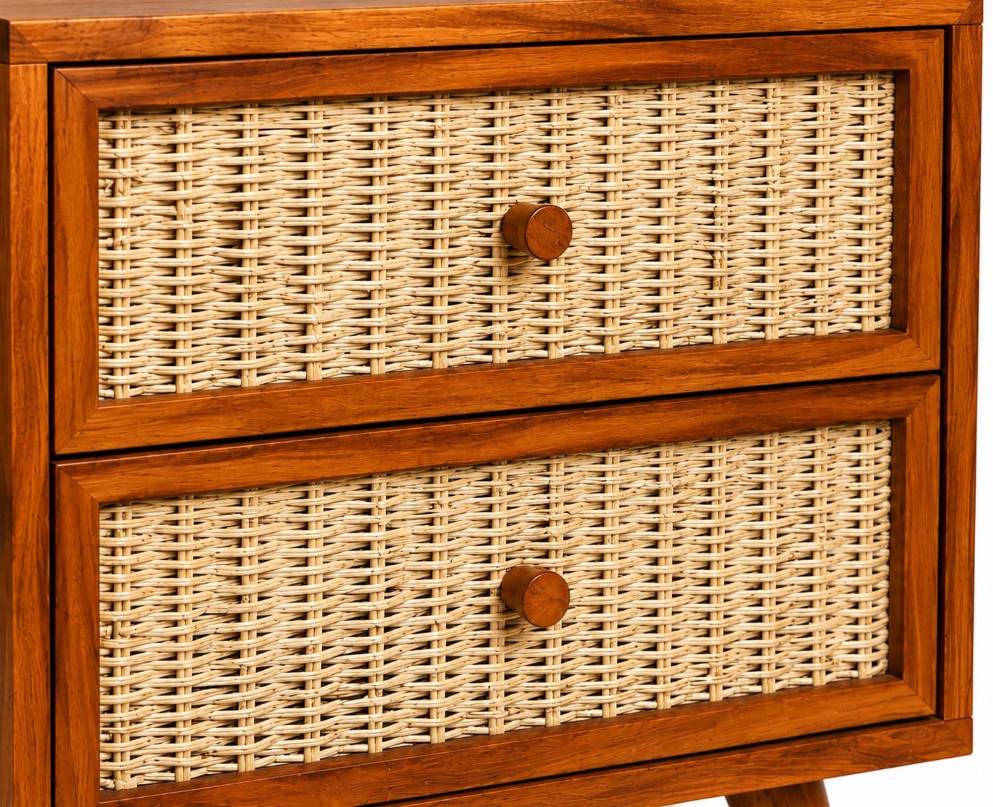 Image 2 for Malta 2 darwer Cane Bedside Table Sheesham Wood (WI)