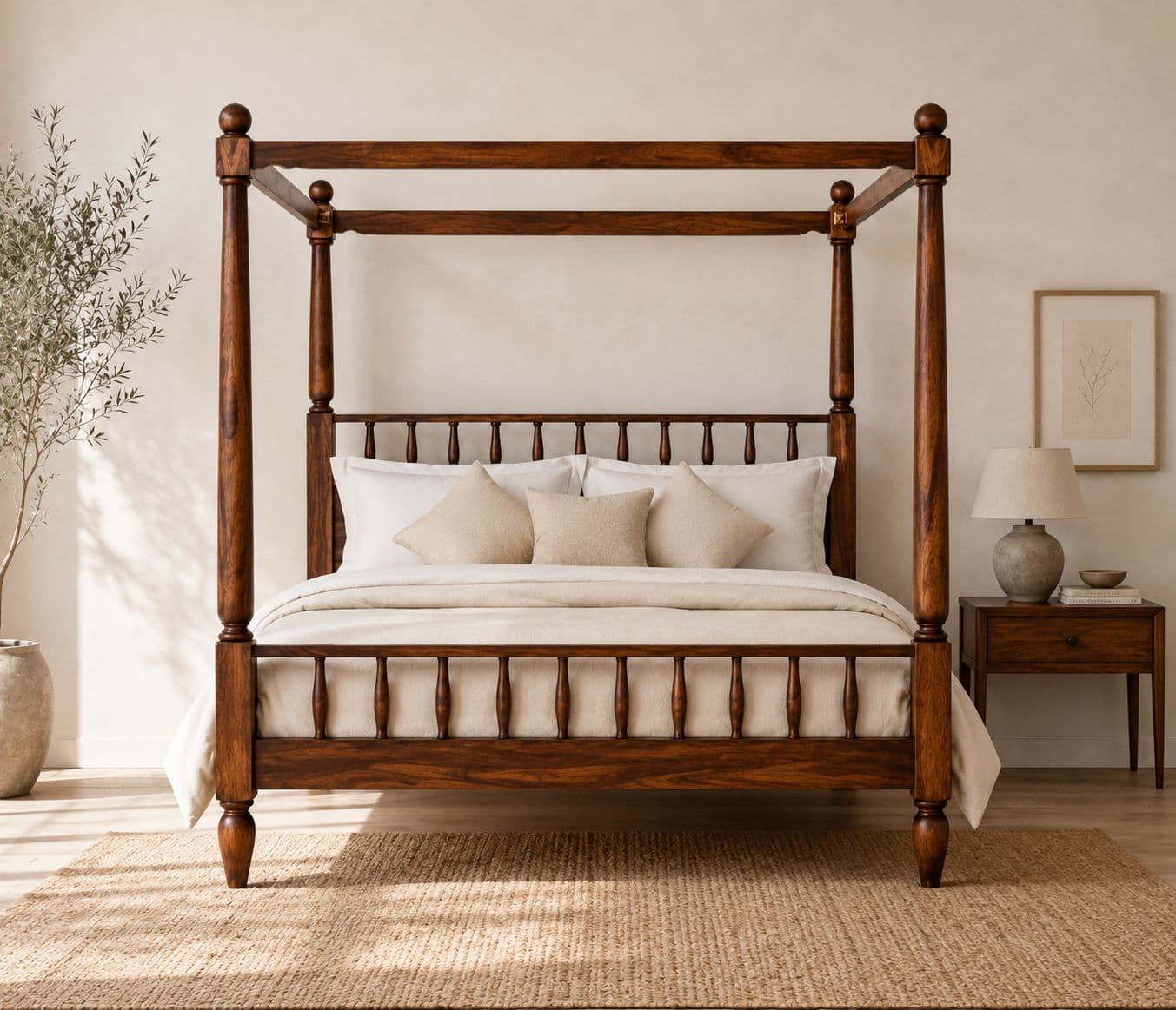 Image 1 for Nest Poster Bed Without Storage Sheesham Wood (WI)(KORA)
