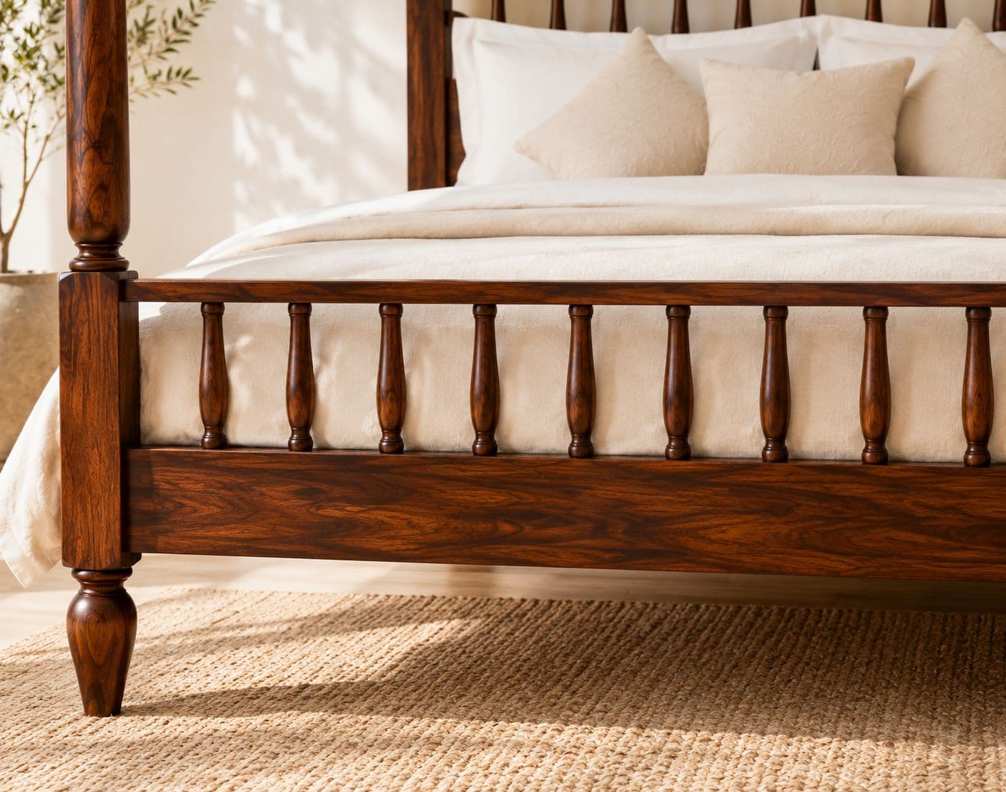Image 4 for Nest Poster Bed Without Storage Sheesham Wood (WI)(KORA)