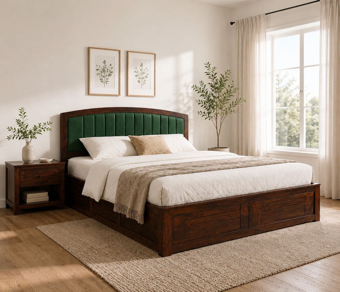Oslo Hydraulic Bed - King Sheesham Wood Bed (WI)