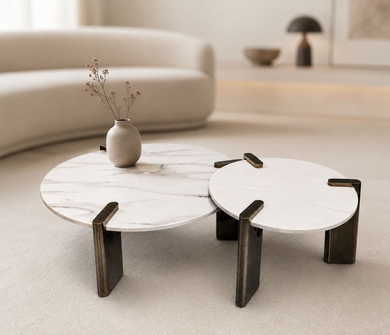 Image 1 for ES-43 Center Table 1+1 Marble Top With Titanium Base (HYD OTD)