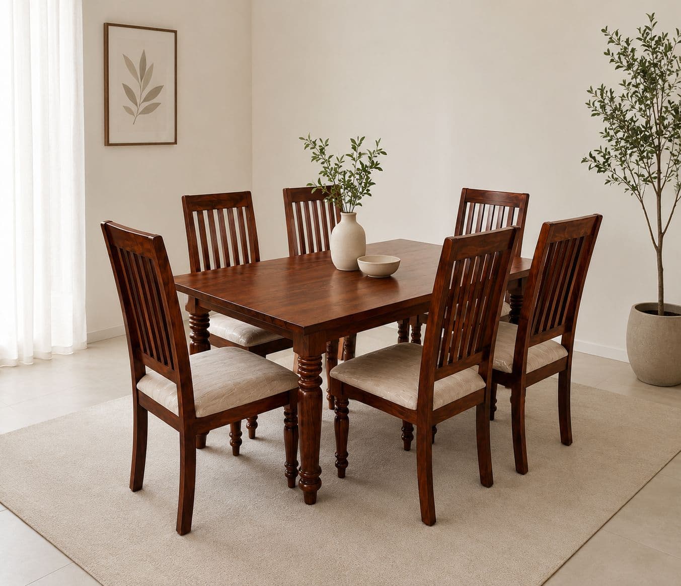 Imperium Sattva 1+6 Seater Dining Set With Wood (WF)