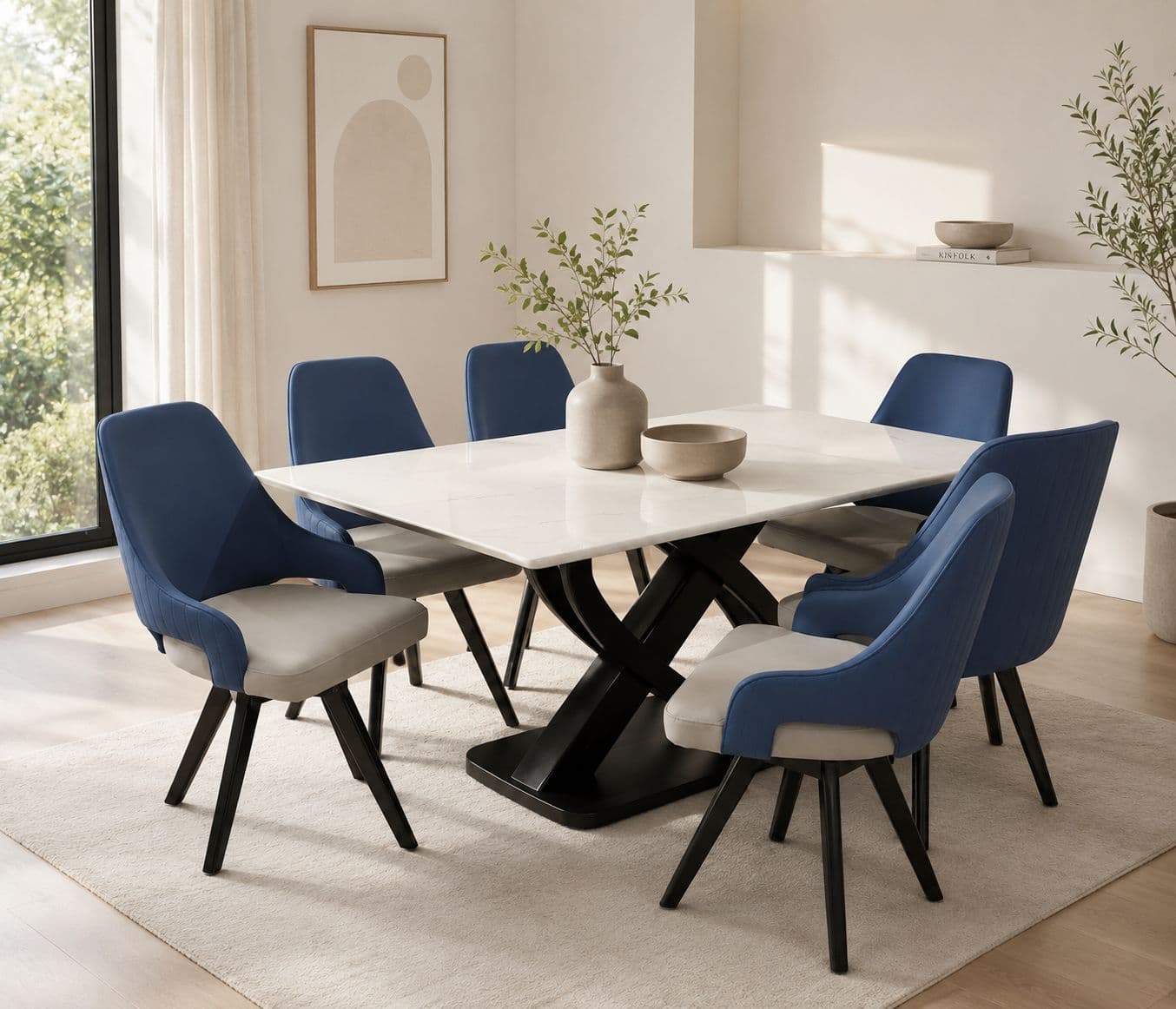 Image 1 for Dining Table-52 /Dining Chair-405 R+OLEC Marble Top