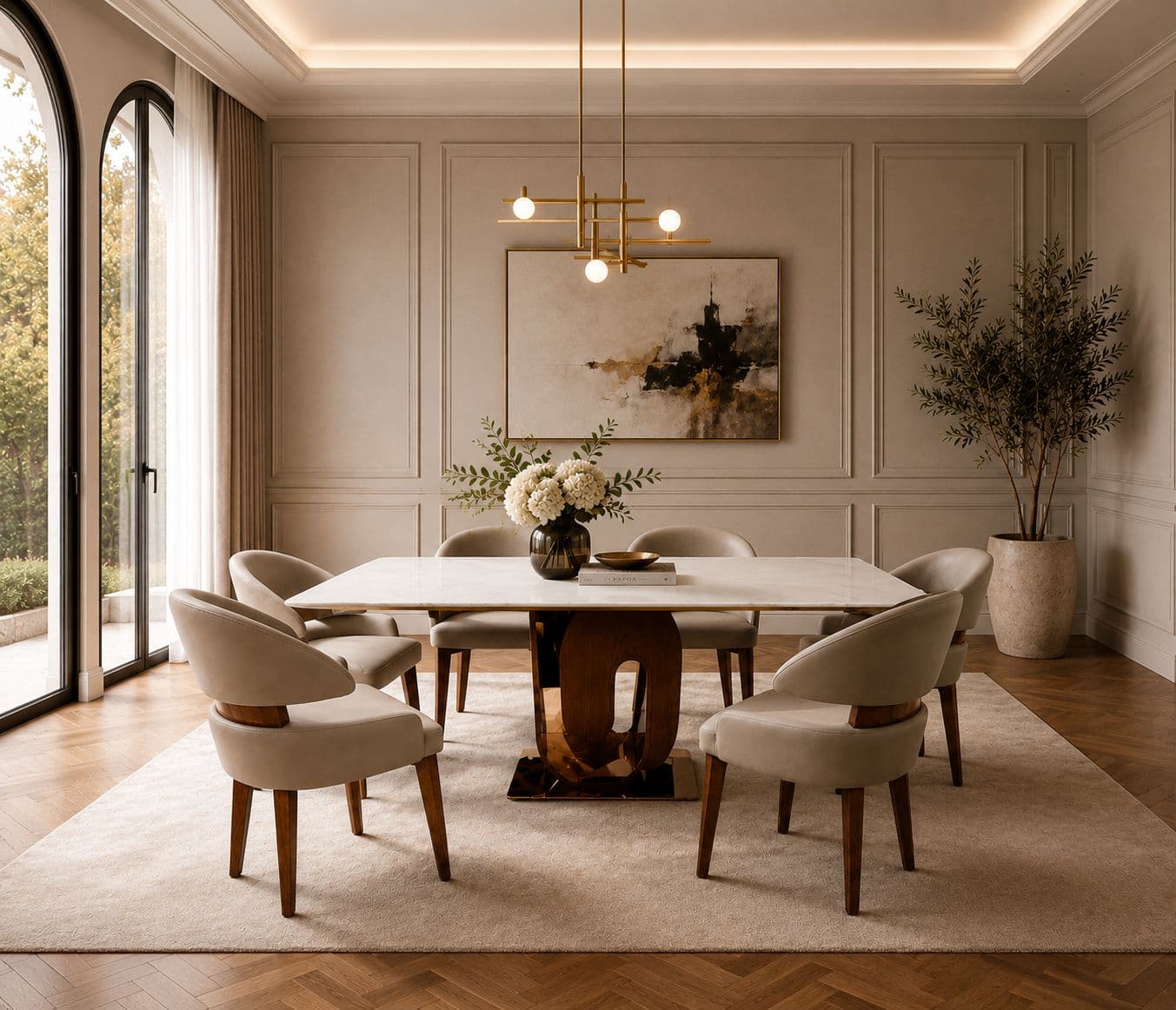 Image 1 for Dining Table 201/2000 dining chair 1+6 Seater Marble Top