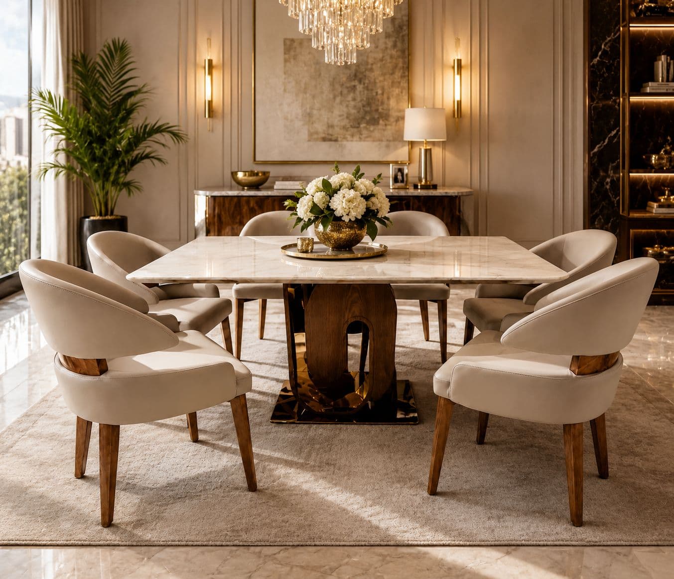 Image 3 for Dining Table 201/2000 dining chair 1+6 Seater Marble Top
