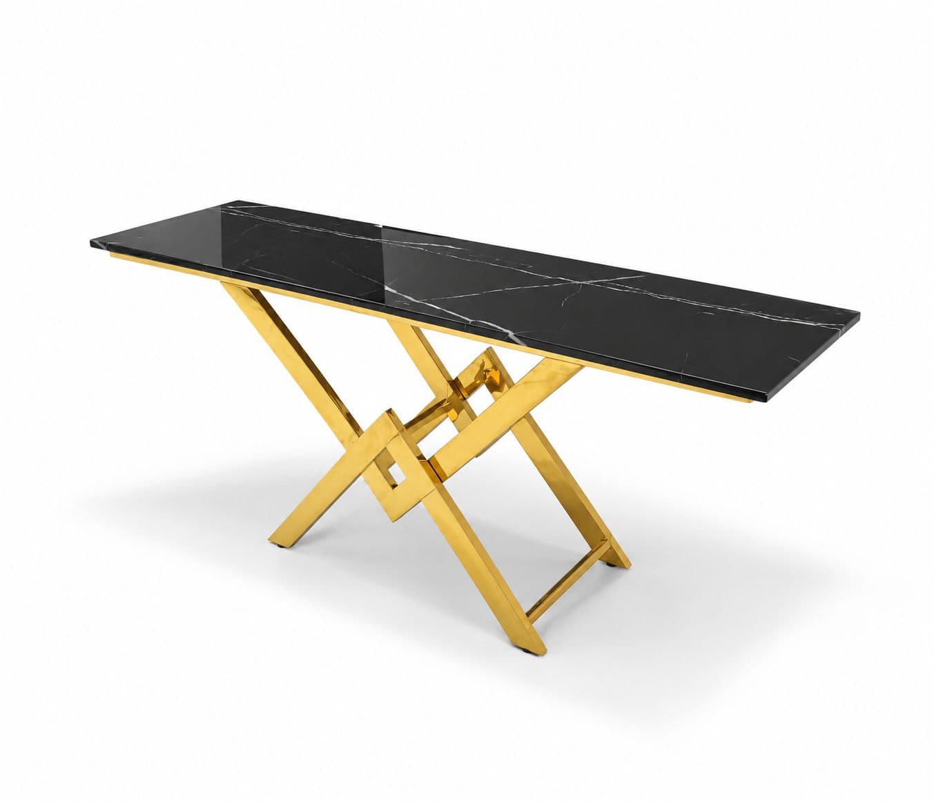Image 3 for X-87 Console Table Marble Top With PVD Gold Metal Base (HYD OTD)