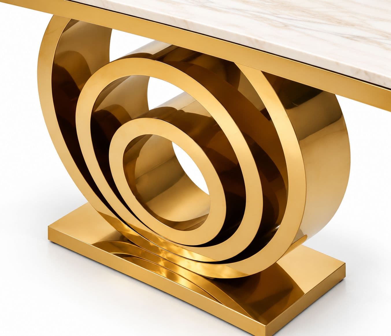 Image 3 for Console 58 Composite Marble Top With Metal PVD Gold Base (HYD OTD)