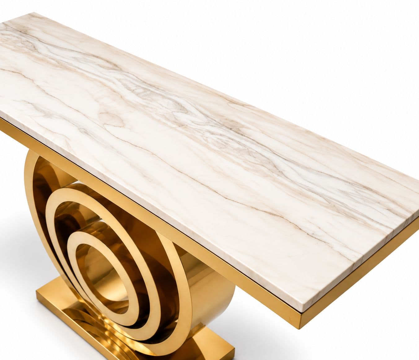 Image 4 for Console 58 Composite Marble Top With Metal PVD Gold Base (HYD OTD)