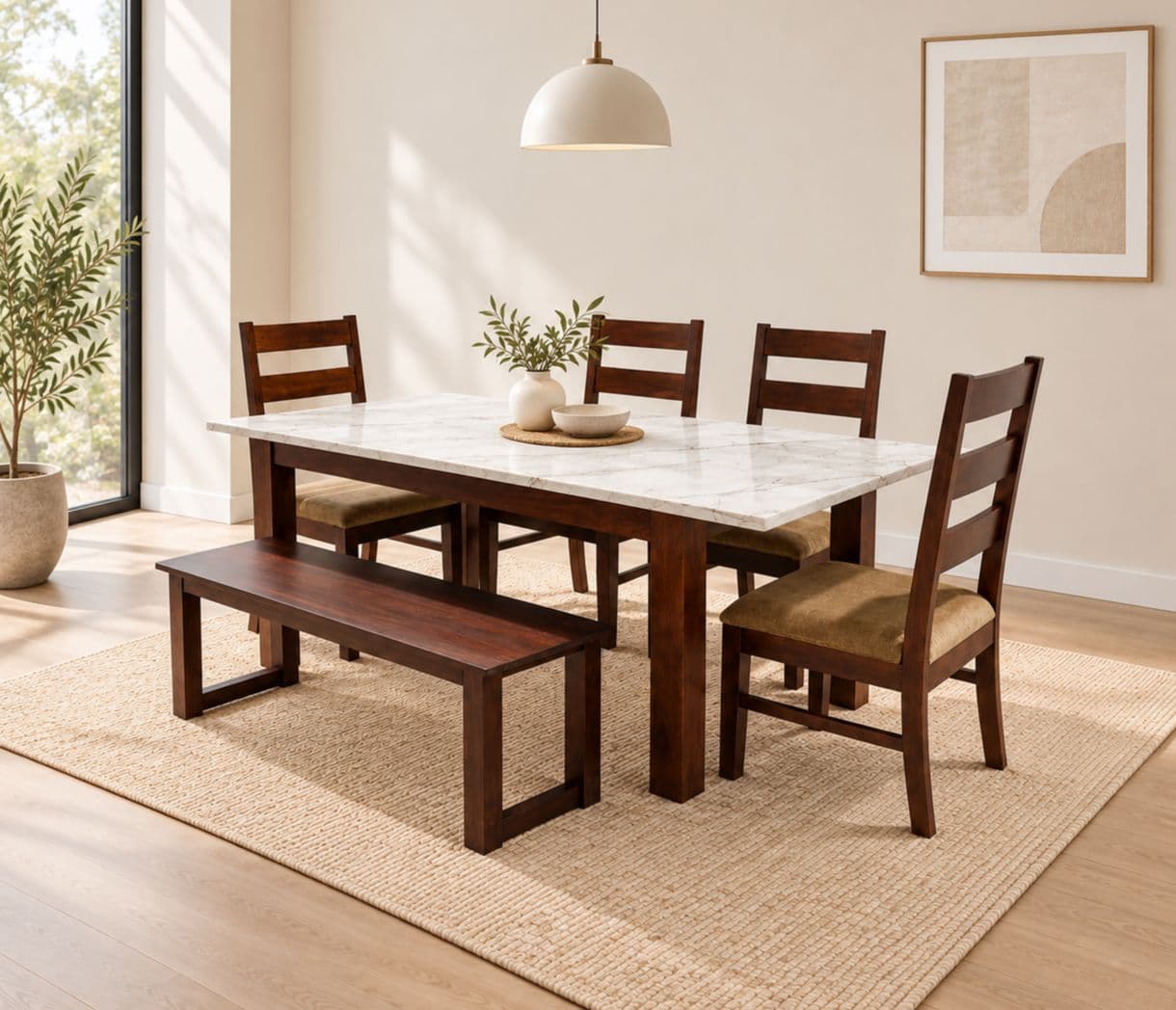 Image 1 for Dim Dining Set 1+4+Bench Seater (BWD)(BTM)