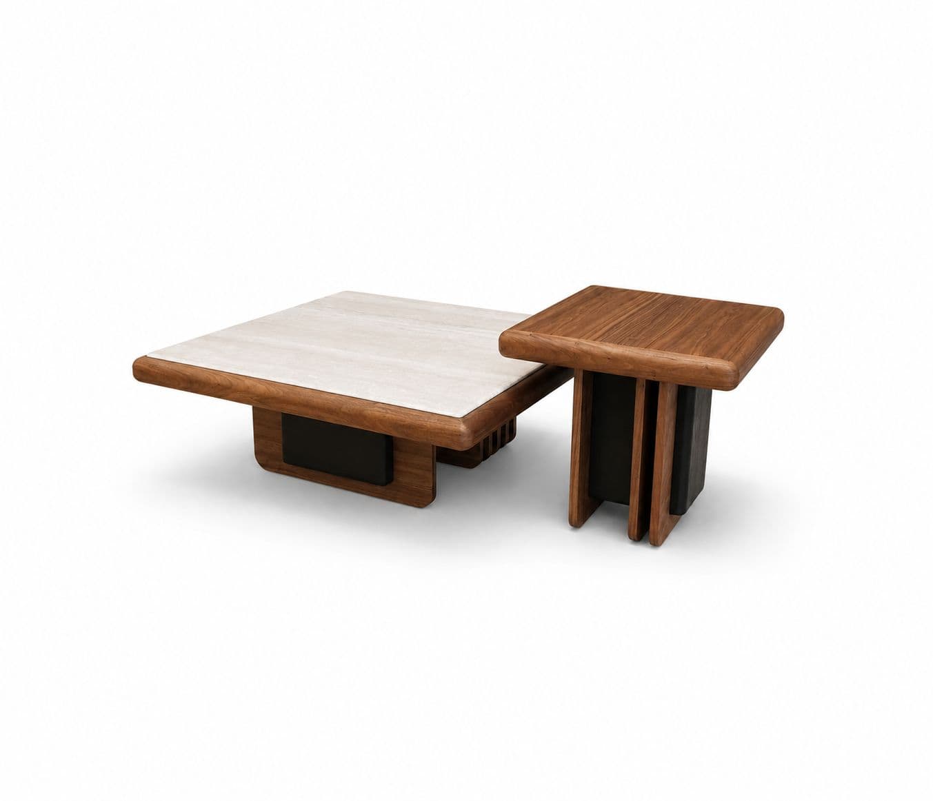 Image 3 for Center Table KD -72 Marble Top With Ash Wood Base And Wood Croner Table (HYD)