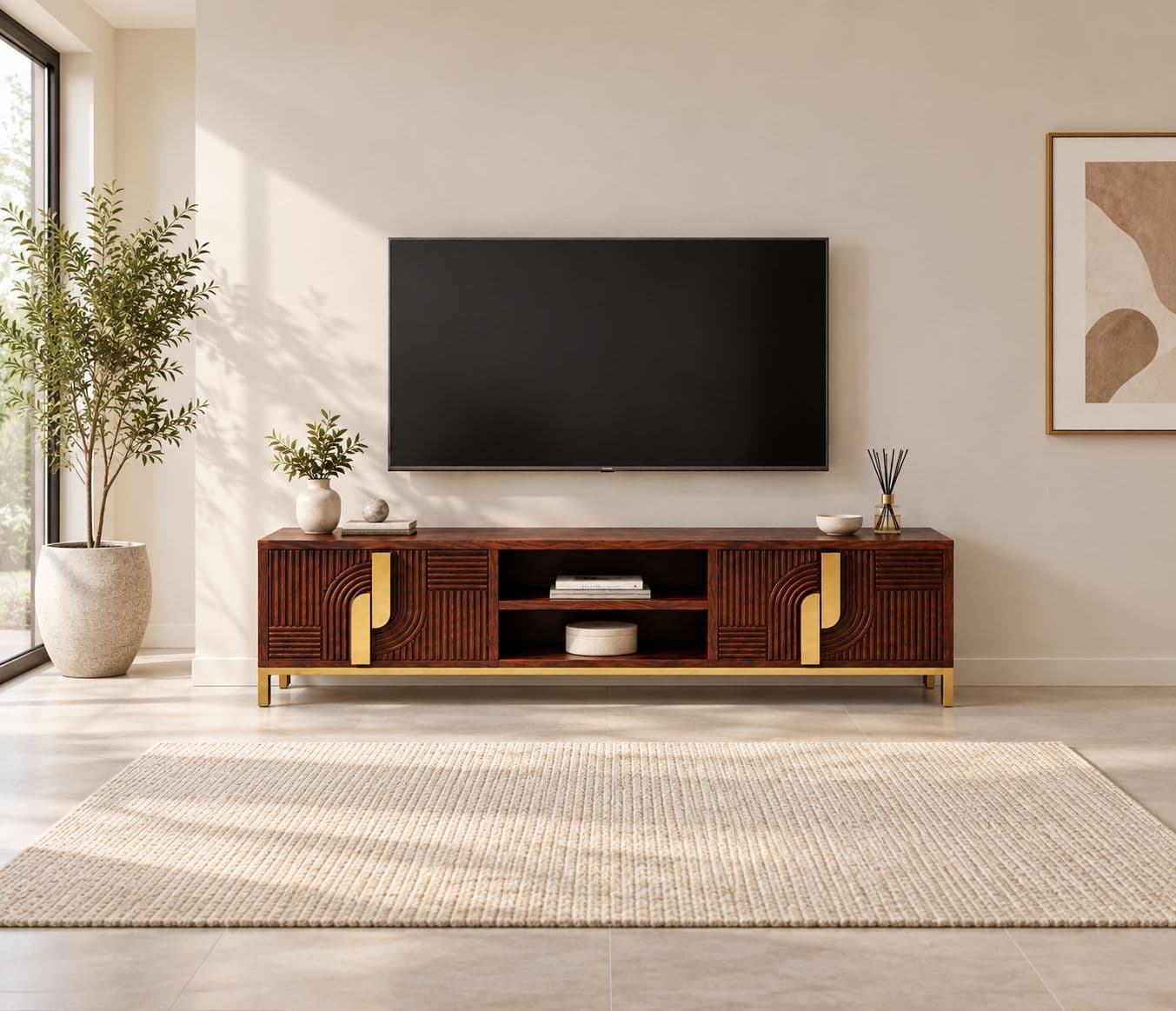 Fluted TV Unit Size 69"x16"x21"H (BSK OTD)