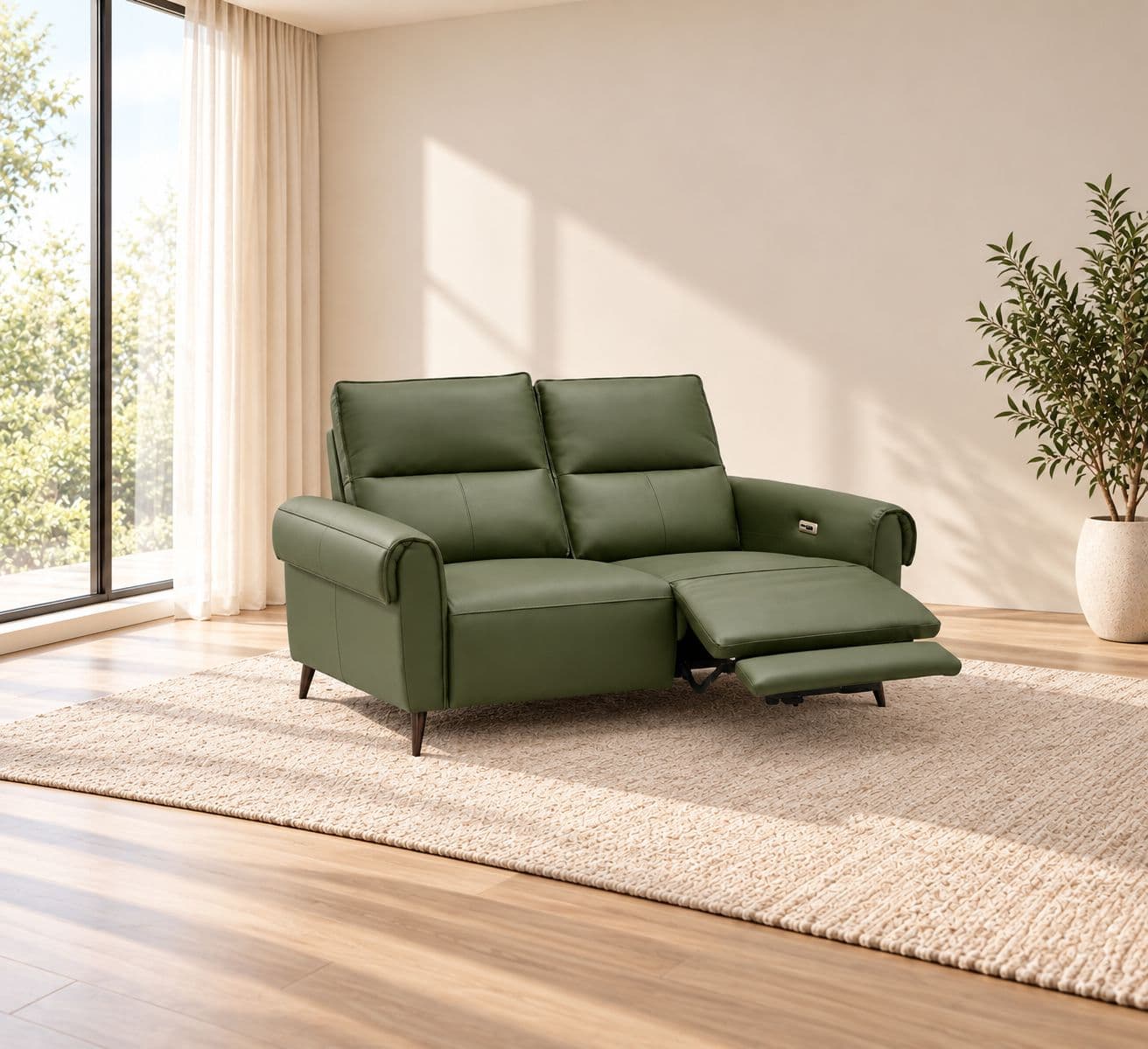 Image 1 for 6695 3+2 Imported Sofa Set Electrical Recliner Seater A7005-70 Green Colour Leather (HYD)(WH)(CP)