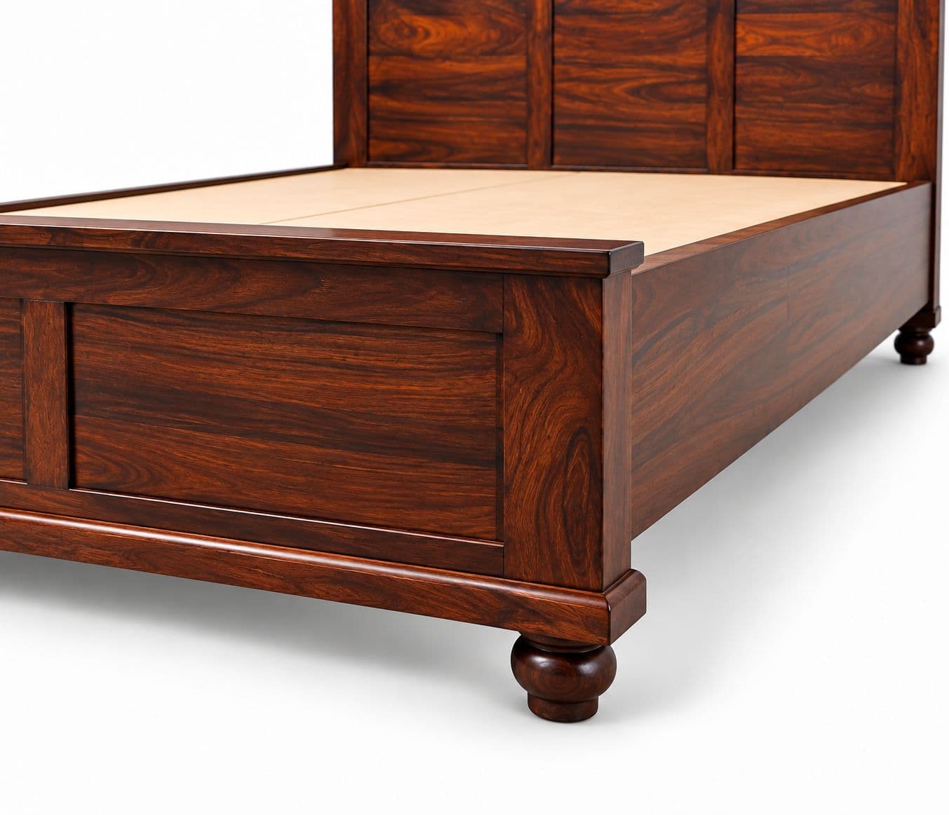 Image 3 for Ramya Cot Queen Size Solid Sheesham Wood Without Storage (EC OTD)