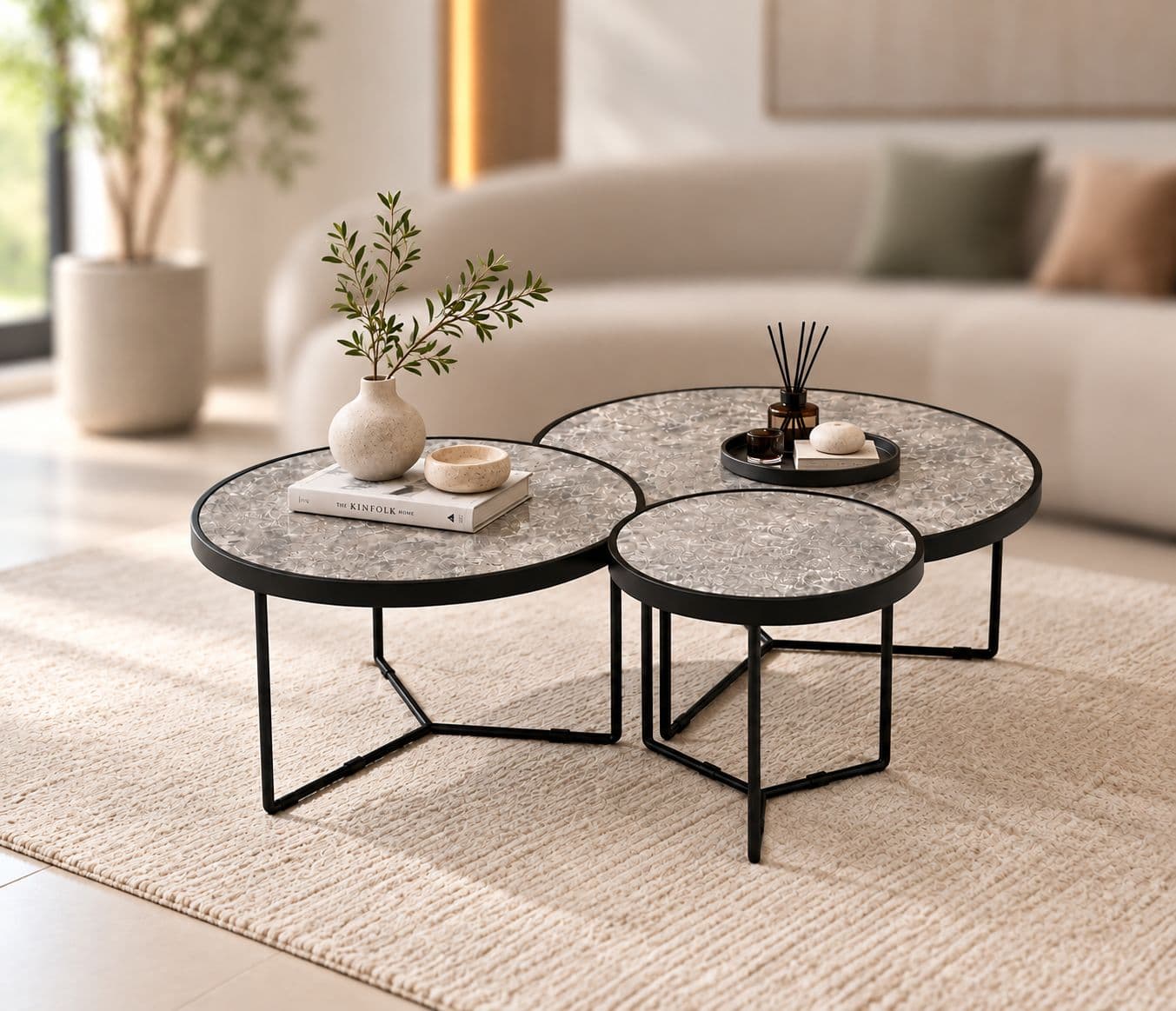 CT 83 Center Table 3 Sets With Metal Base (BTM OTD)