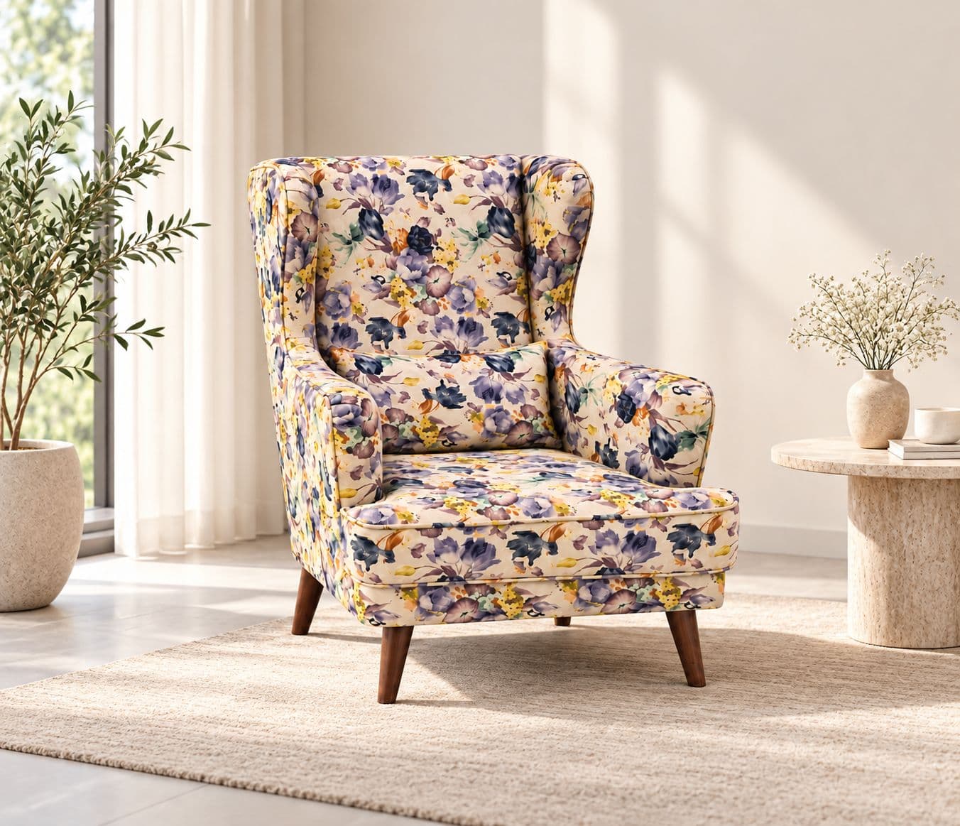 Image 1 for Verda Wing Chair With Fabric Single Seater (BTM OTD)