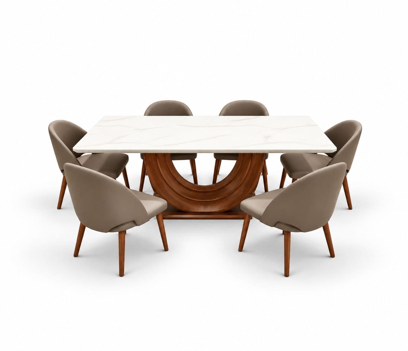 Image 3 for Dining Set 1+6 Seater 1093/3658-2/DC2303 Marble Top With Ash Wood Base With Metal Strip (HYD)