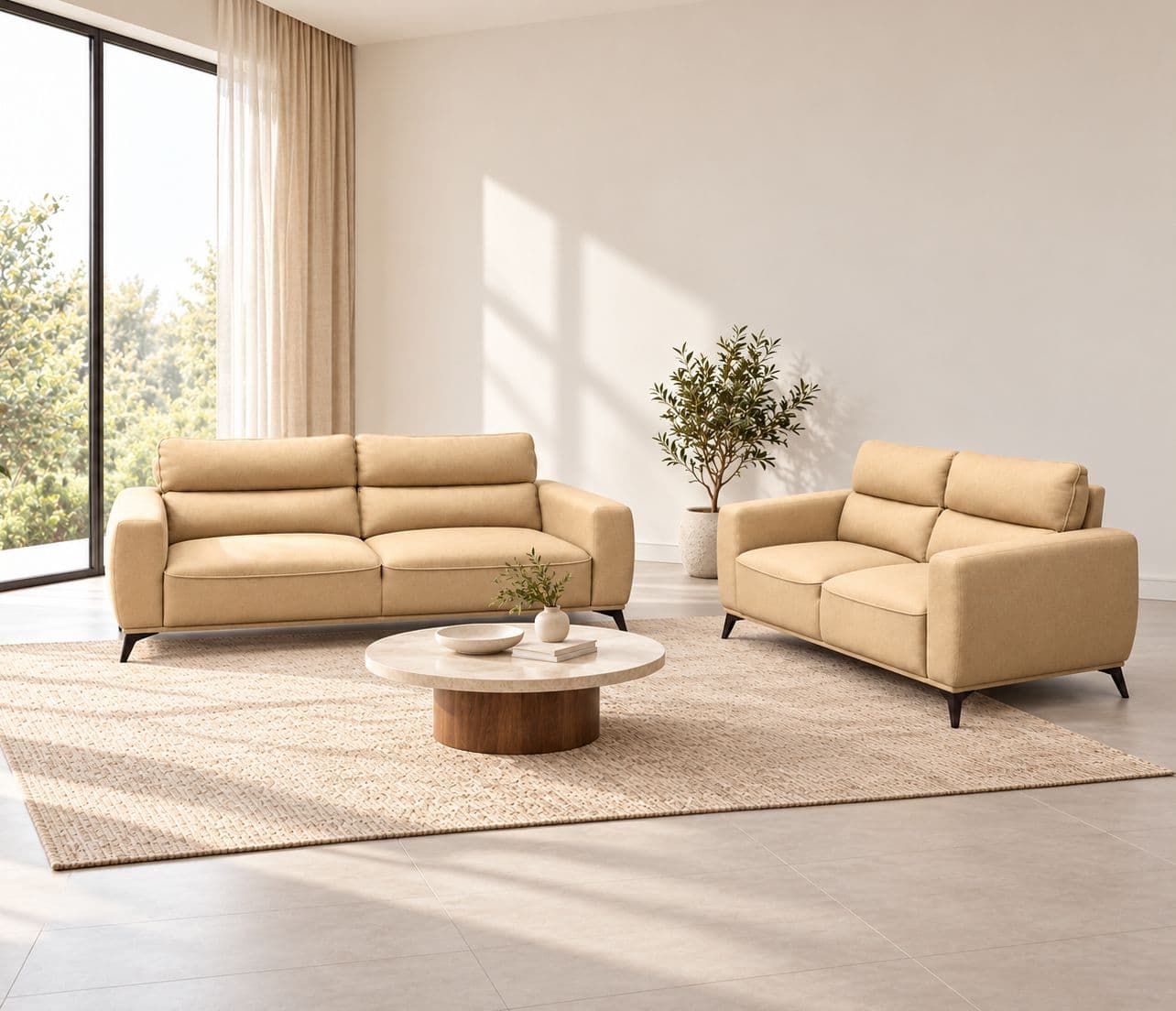 Image 1 for Hanoi Sofa Set 3+2 Seater With Micro Suede Fabric With Metal Legs (HYD)