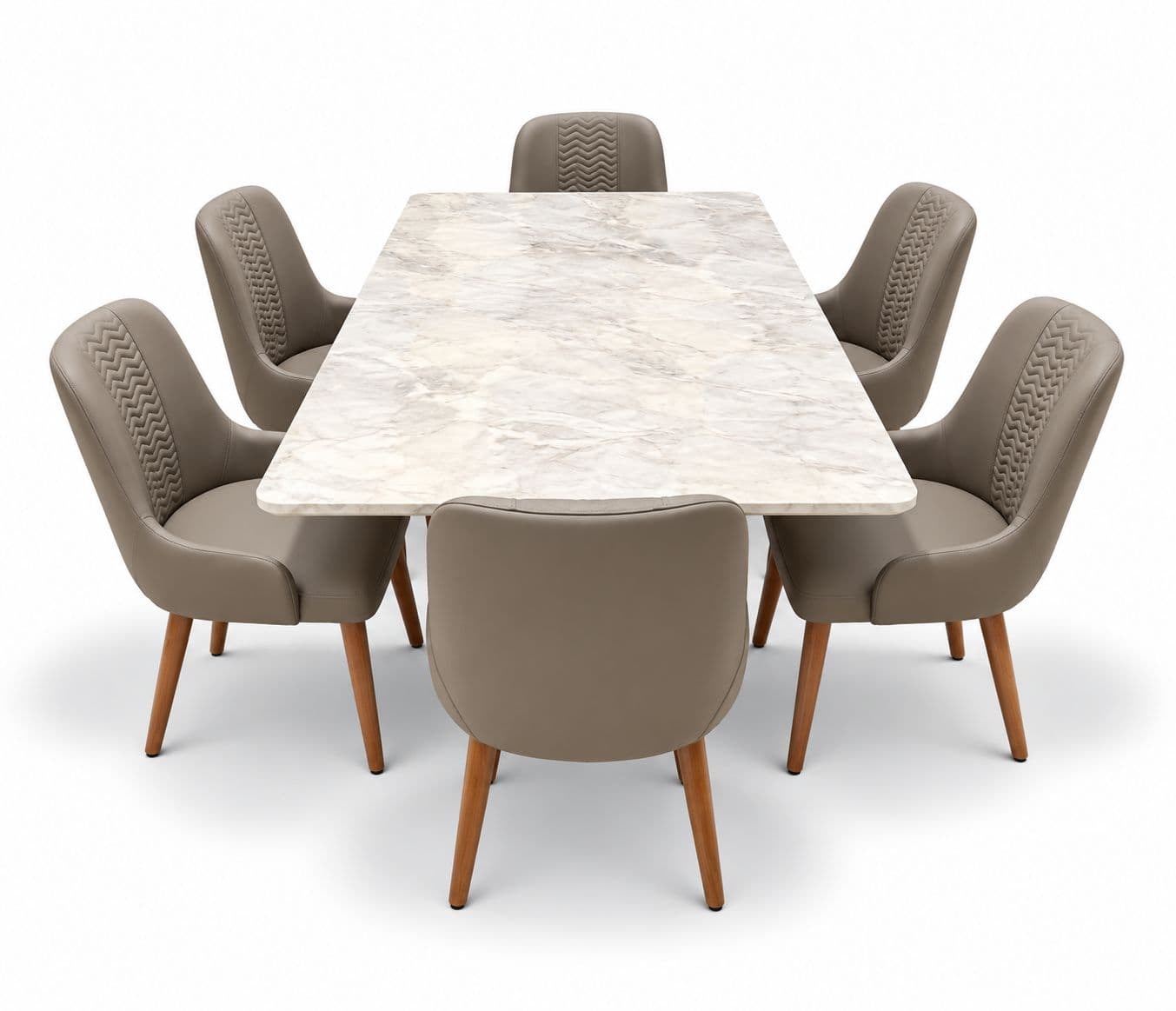 Image 4 for Dining Set 1+6 Seater H22/134-3/DC2305 Marble Top With Ash Wood Base With Metal Strip (HYD)