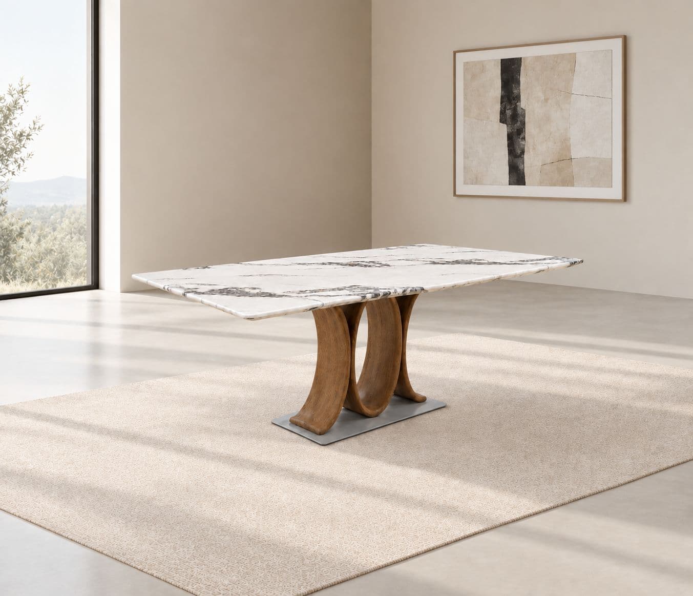 2482 Dining Table Marble Top (WH)