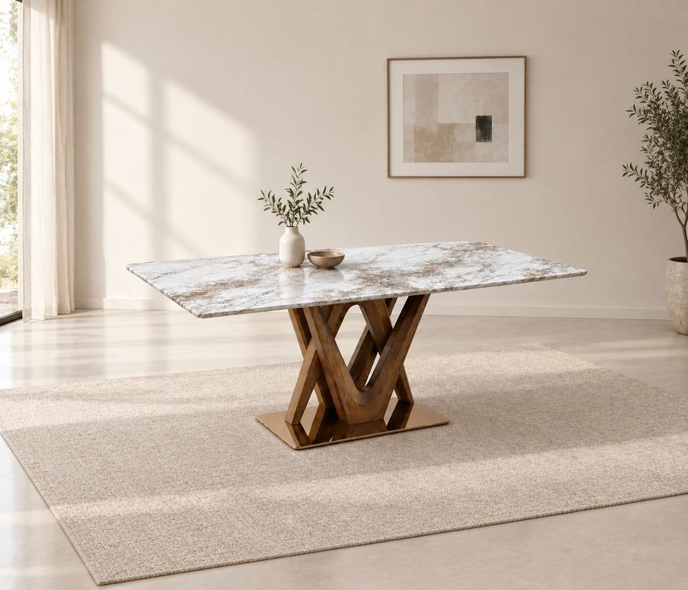 T63 Dining Table Marble Top (WH)