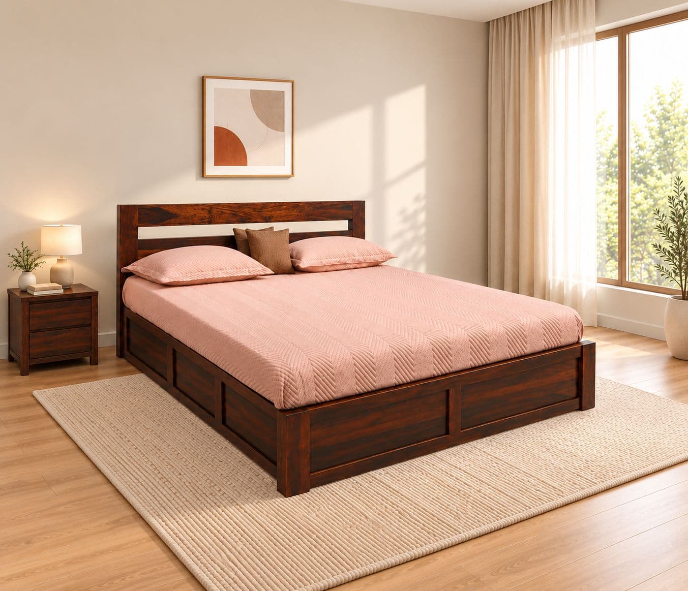 Rajwada Basic Hydraulic Storage Bed With Sheesham Wood (KORA)