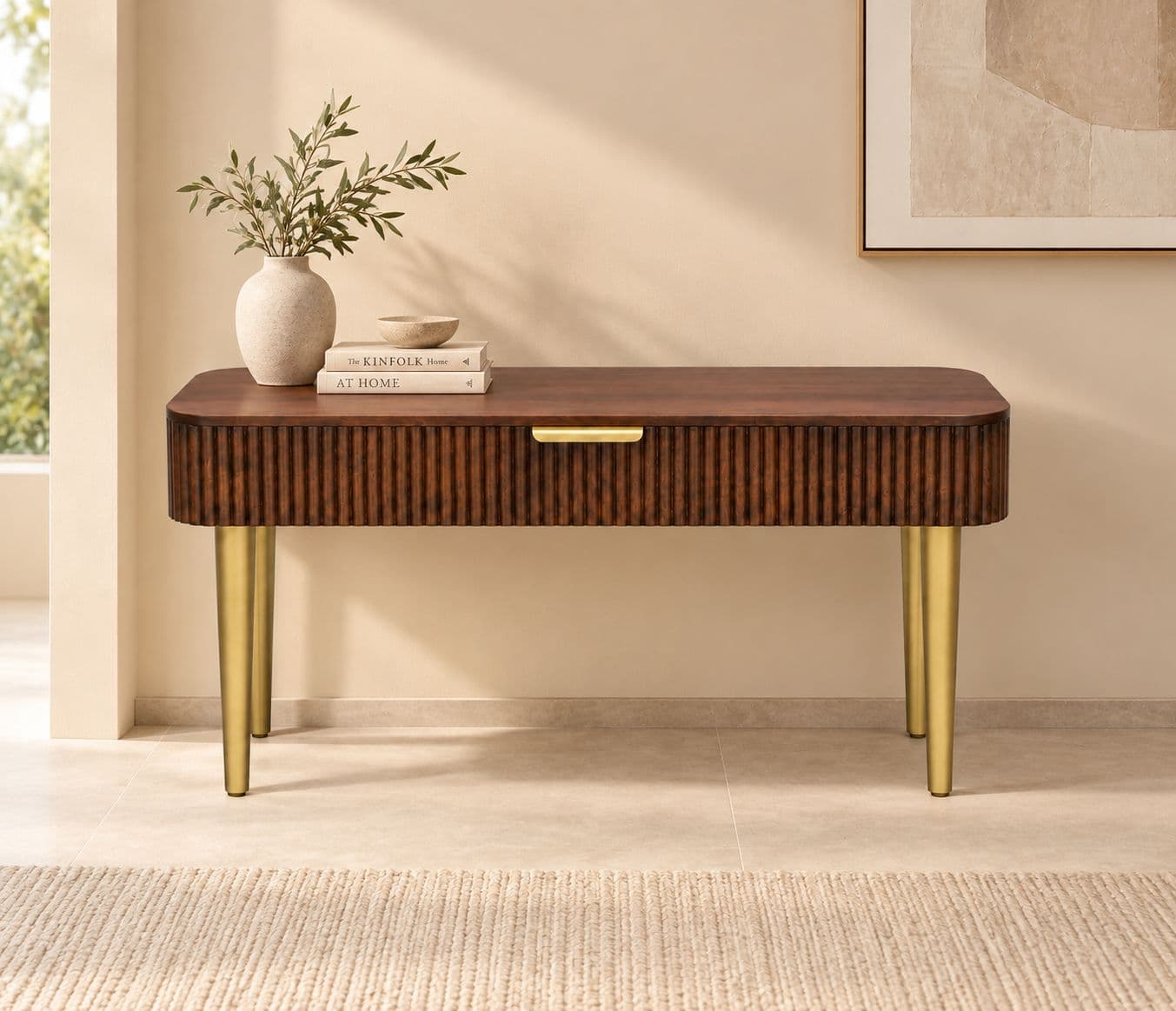 Fluted Console Table With Drawer (WF)