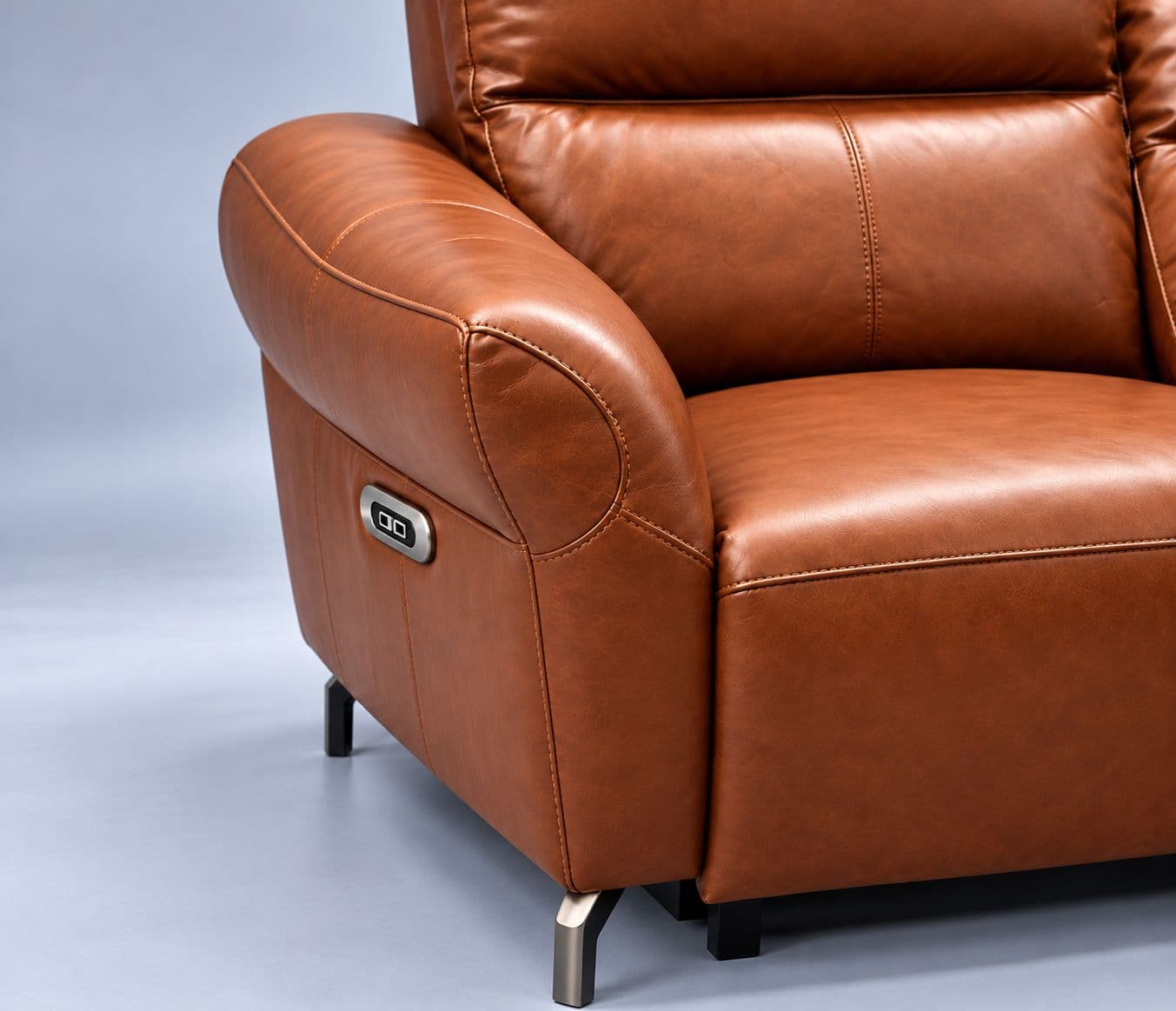 Image 6 for 3935-3S-E-B1125-65 Sofa Set Electrical Recliner 3 Seater Imported Brown Half Leather (WH)(CP)