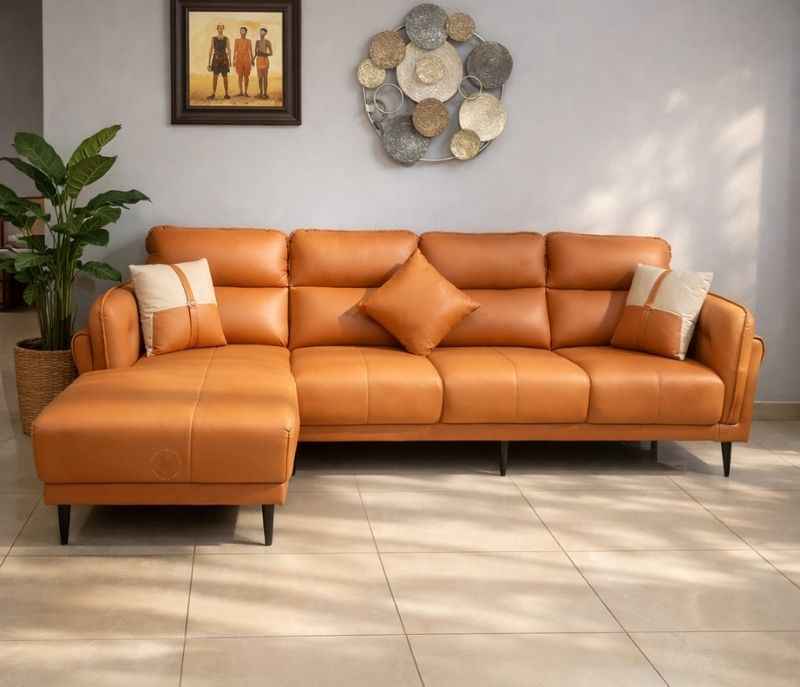 Image 1 for Austin Sofa 3+Lounger Suede Fabric (Brown) (BTM)(SKN)