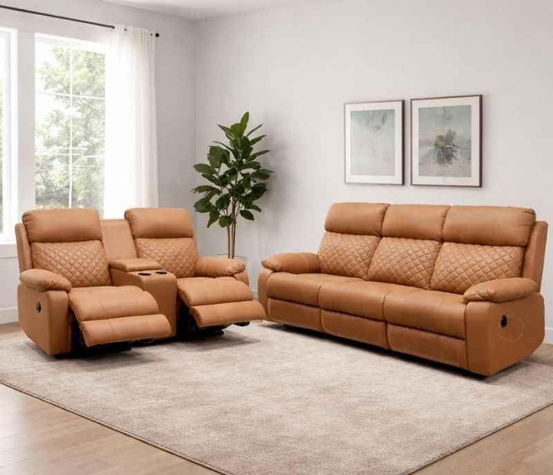 R20 3+2 Recliner Motor With Console (Suede, Brown) (BWD OTD)