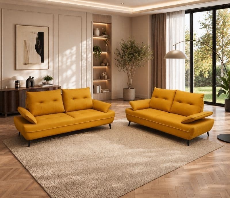 Image 1 for ZM 973 Sofa 3+2 Seater Body Touch Leather Pine Wood Frames With Metal Legs