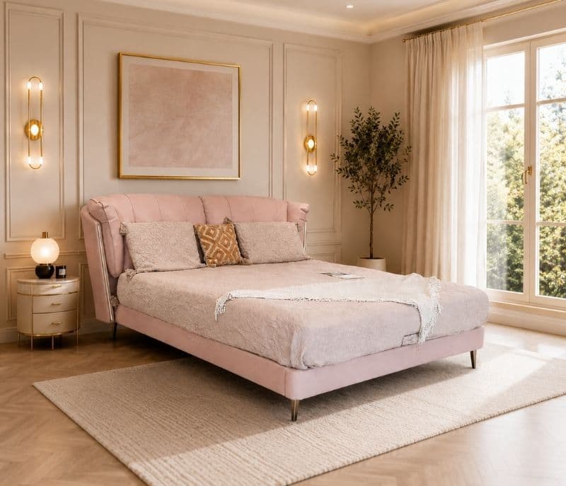 2239 King Sized Bed Full Grain Leather HB Sponge+Down Feather Multi Layer Solid-Wood without Storage (BS-CP)