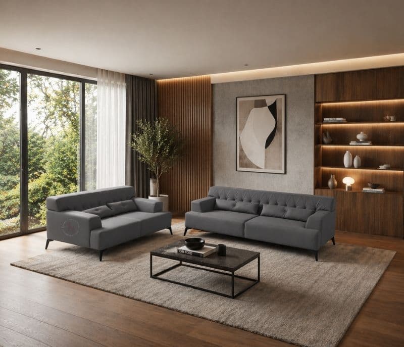 Image 1 for Cheslin Sofa 3+2 Seater Polyester Linen Blend Fabric (WH OTD)
