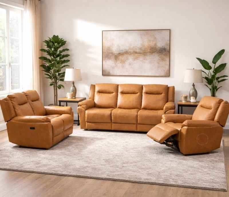 Image 3 for U70732 Manva 3 + 2 + 1 Power Recliner Body Touch Leather (BS - BSK)(HYD)(BWD)(BS-EC)