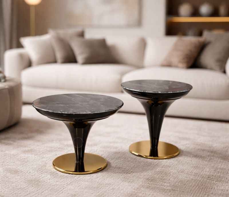 Instaa-Center Table 40950 9923 With Marble Top And Metal Base (WF OTD)