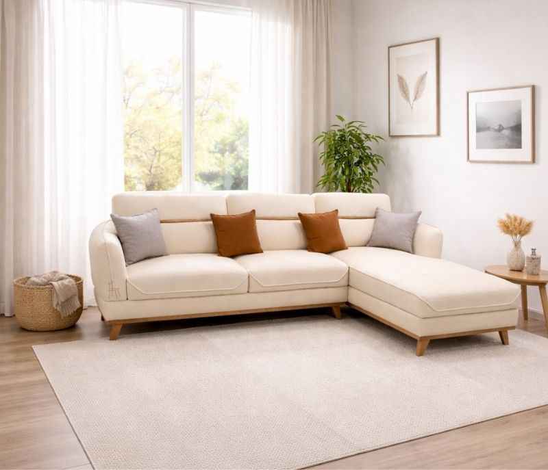 Boxter Sofa 3+L Seater Velvet Suede Fabric (EC)(HYD)(KORA)