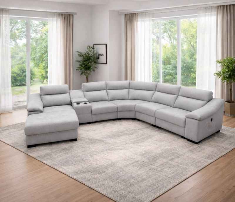 Image 1 for Nottingham Sofa 2+C+1+Console+Longer (With One Recliner ) Suede Fabric (SKN)