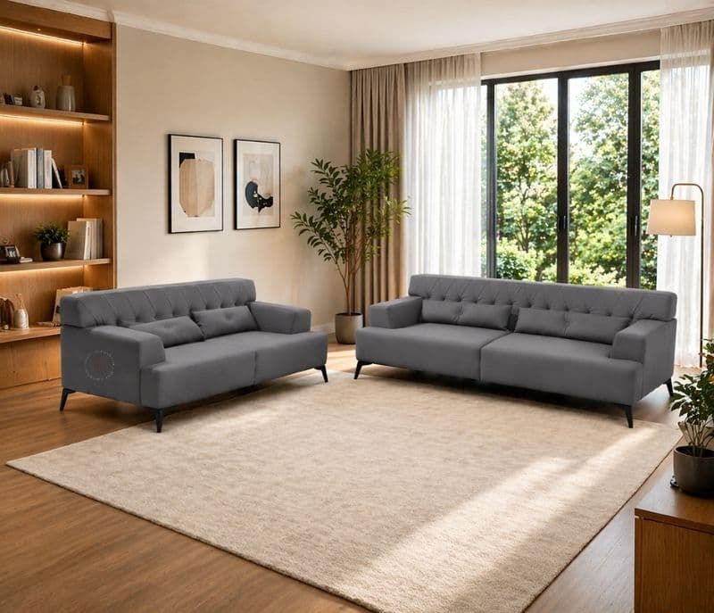 Image 3 for Cheslin Sofa 3+2 Seater Polyester Linen Blend Fabric (WH OTD)
