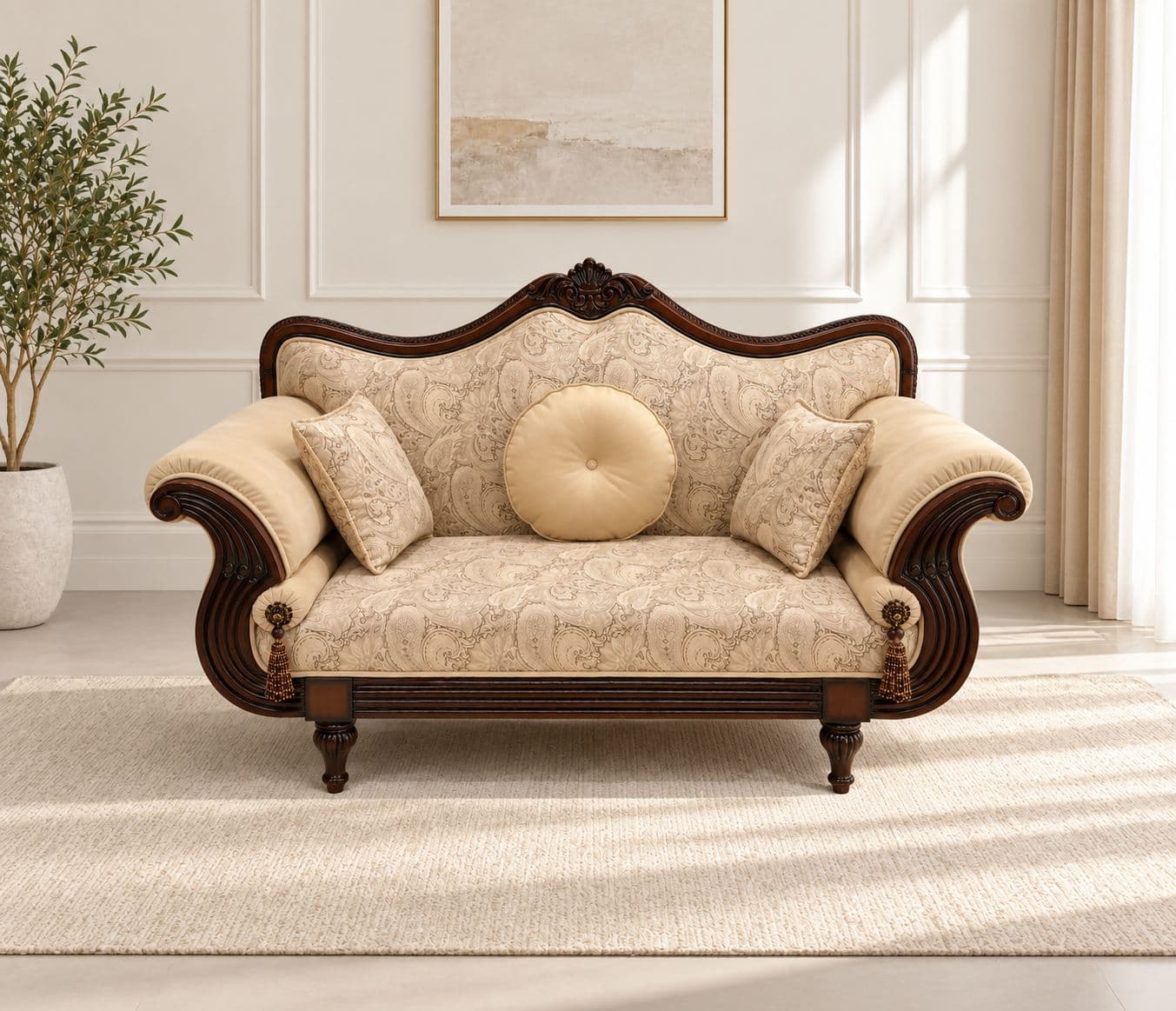 Image 1 for Jaipur Sofa 2 Seater With Teak Wood Frame And Fabric (HYD)