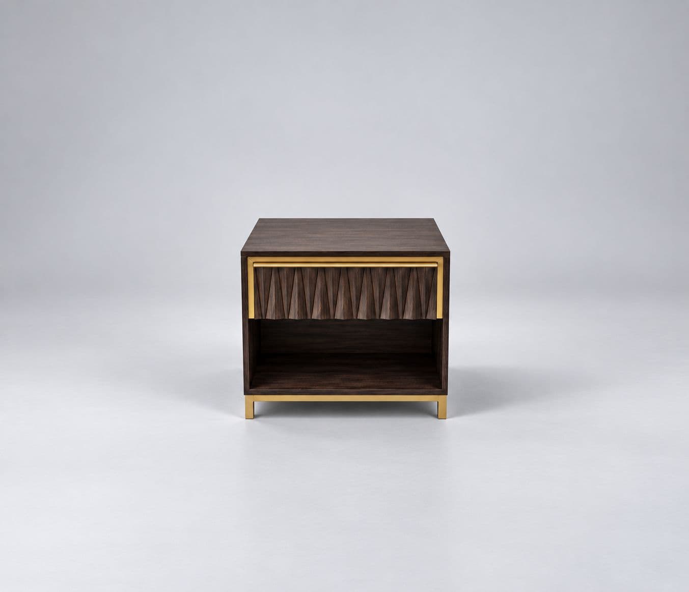 Image 4 for Soho Bed Side Table Drawer Mechanism With Gold Accent Wood Finish With Smooth Matte Satin Coating (HYD OTD)