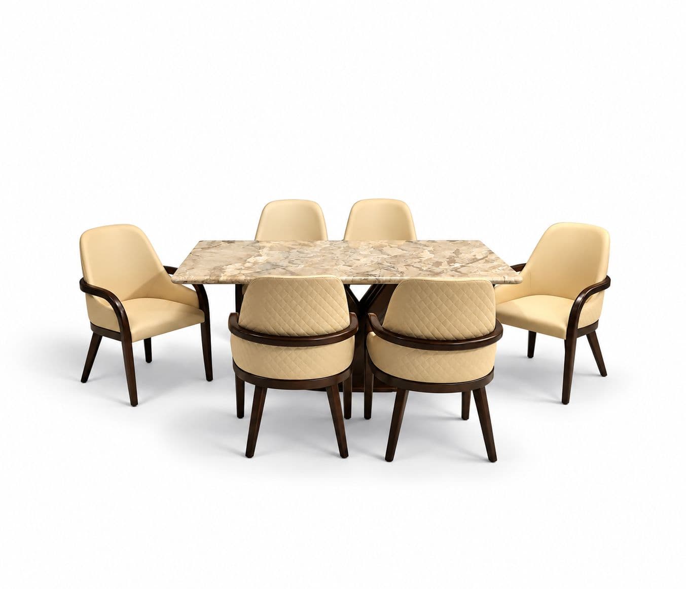 Image 3 for Dining Set 1+6 Seater Ash Wood And Composite Marble Top 33/DC Ash 381 (BSK OTD)