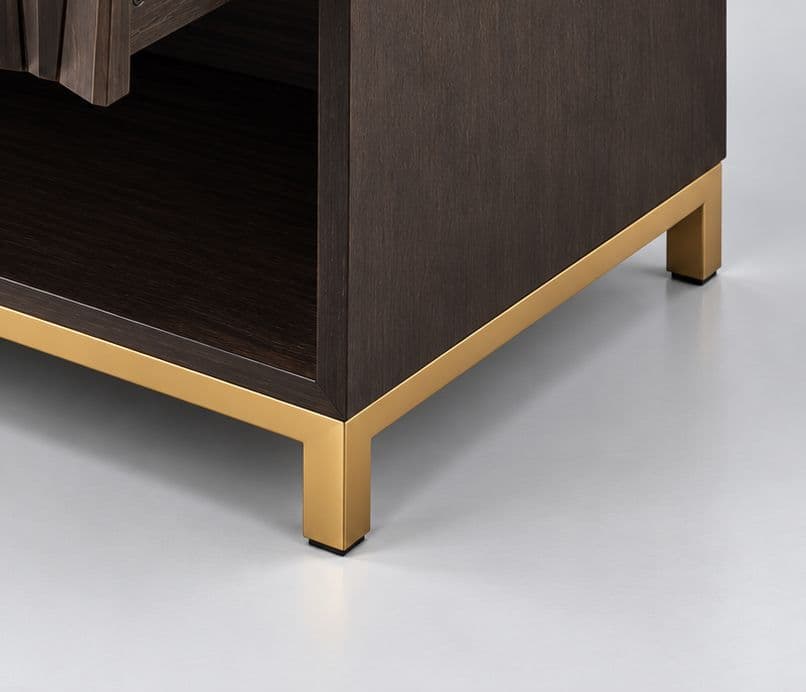 Image 8 for Soho Bed Side Table Drawer Mechanism With Gold Accent Wood Finish With Smooth Matte Satin Coating (HYD OTD)