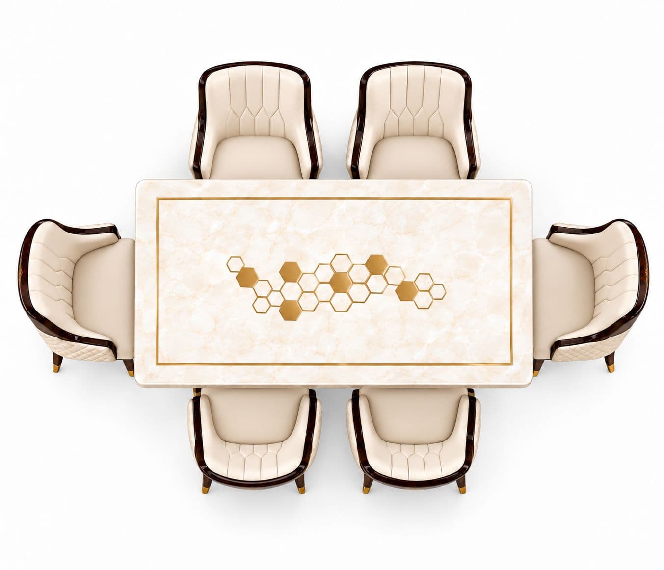 Image 3 for M10 Dining Full Set 1+6 Seater Marble Top With C13 Chairs And B09 Base (PKJ)