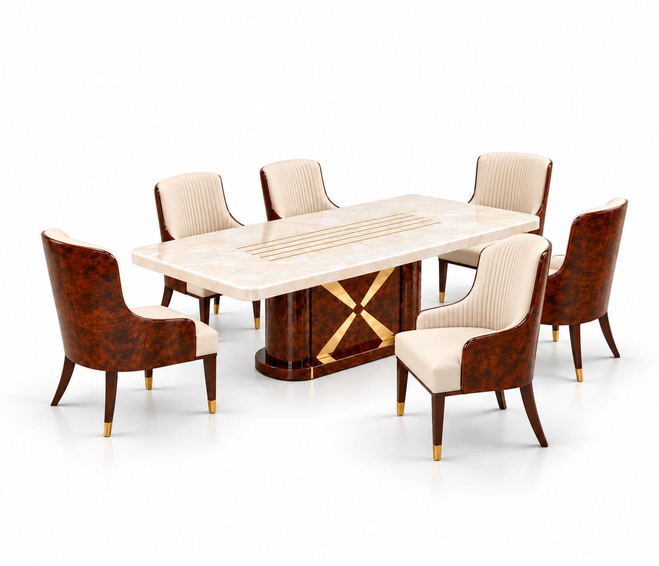Image 6 for M13 Dining Full Set 1+6 Seater Marble Top With C02 Chairs And B11 Base (PKJ)